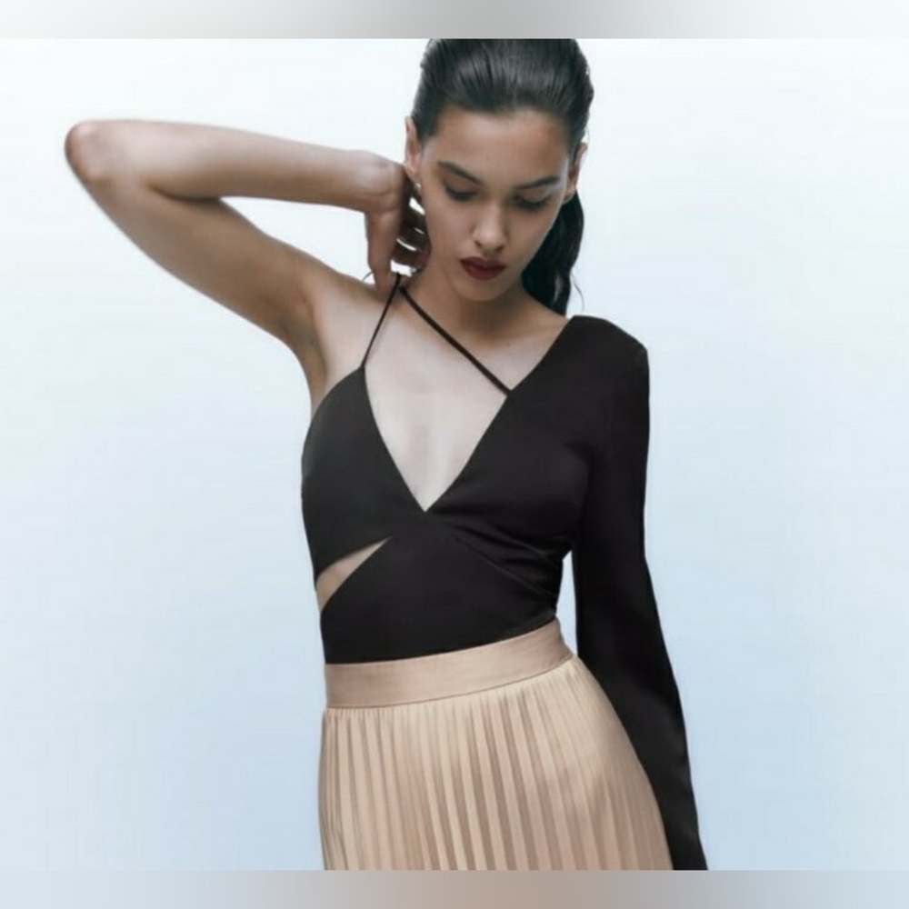 NWOT Zara Asymmetric Satin Top